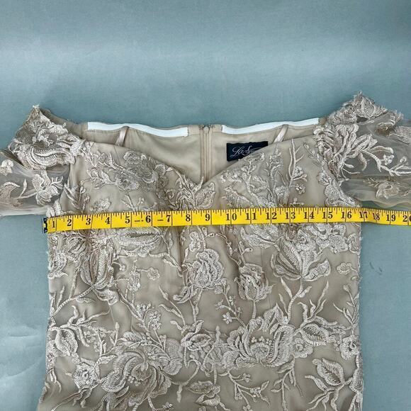 La Femme Gown Womens 10 Embroidered Off Shoulder Bridal Romantic Wedding Royal - Picture 12 of 14